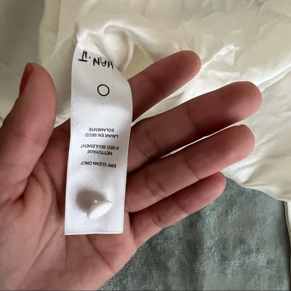 Frame Twisted Shoulder Button-Front Puffed Sleeve Top - Picture 7 of 12